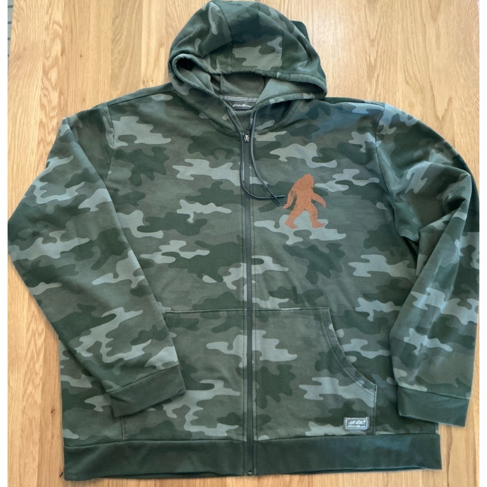Eddie Bauer Squatch Camo Full Zip‎ Hoodie Men's 2XL Bigfoot